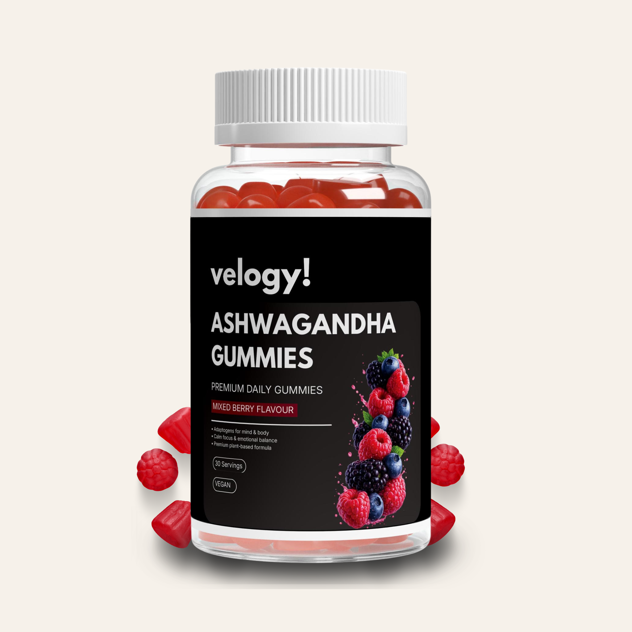 Premium Ashwagandha Gummies 300 + Vitamin B6, - 60 pieces